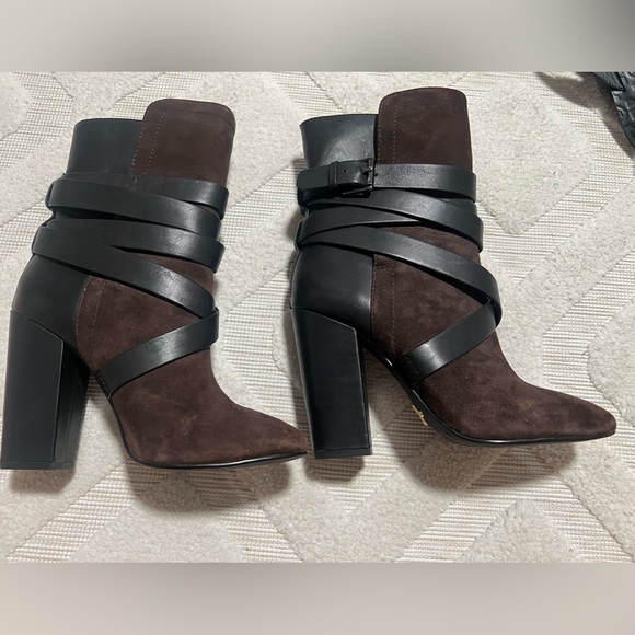 Sold Pour La Victoire Bionda Suede/Leather Caged Boots - Picture 2 of 13